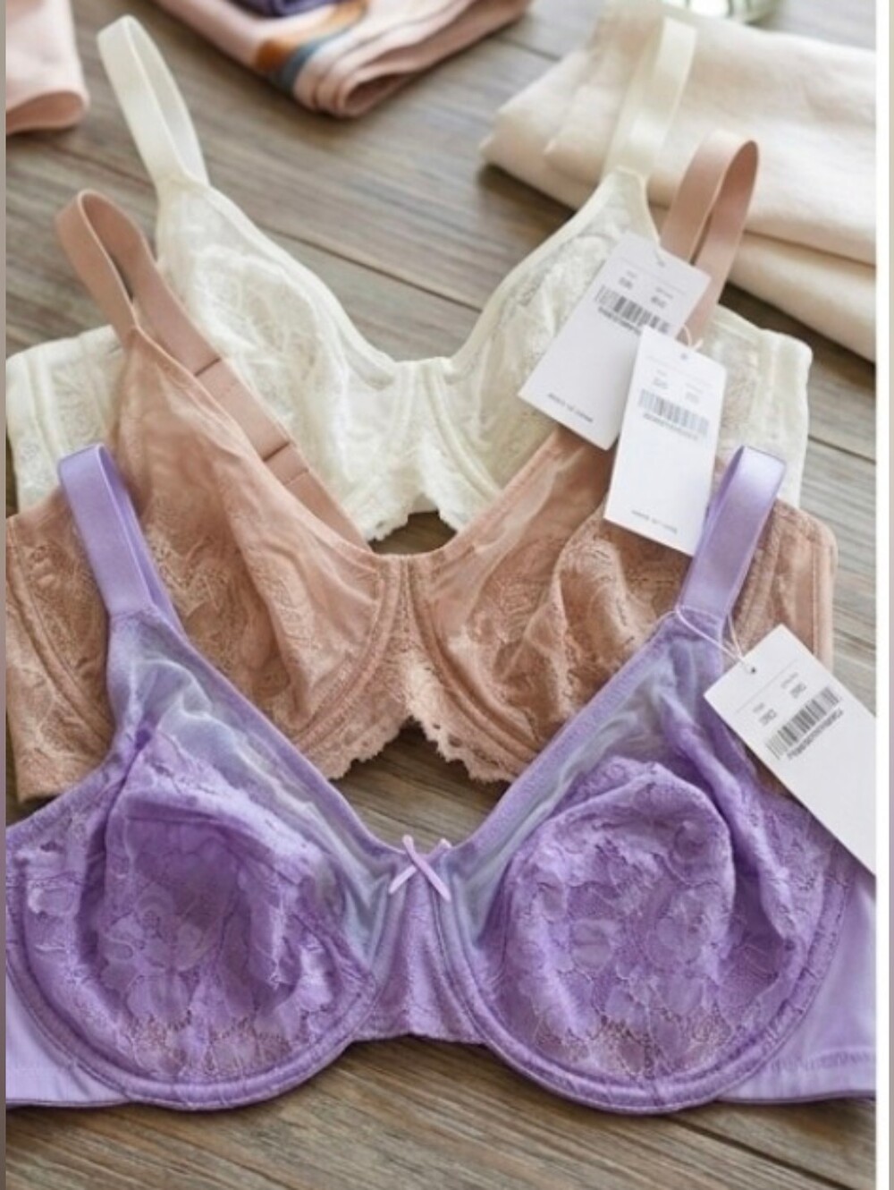 Nwt HSIA  Bundle Of 3 Lace Soft Mesh Unlined Underwire Minimizer Bras Size 38C
